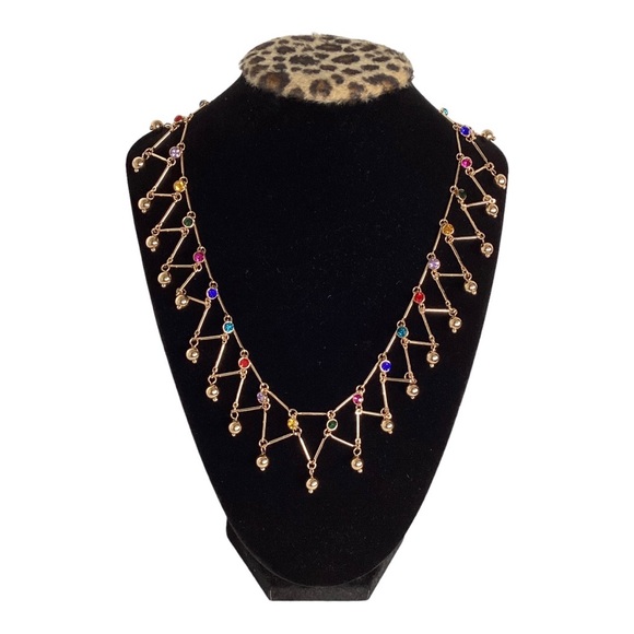 Anna & Ava Gold Tone And Drop Bead Multicolor Rhinestone Collar Necklace - Picture 11 of 14